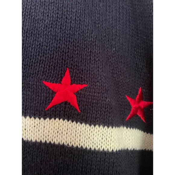 NWT All Points Knit Cardigan Sweater Patriotic Navy Blue Striped Red Stars Med - Picture 6 of 6